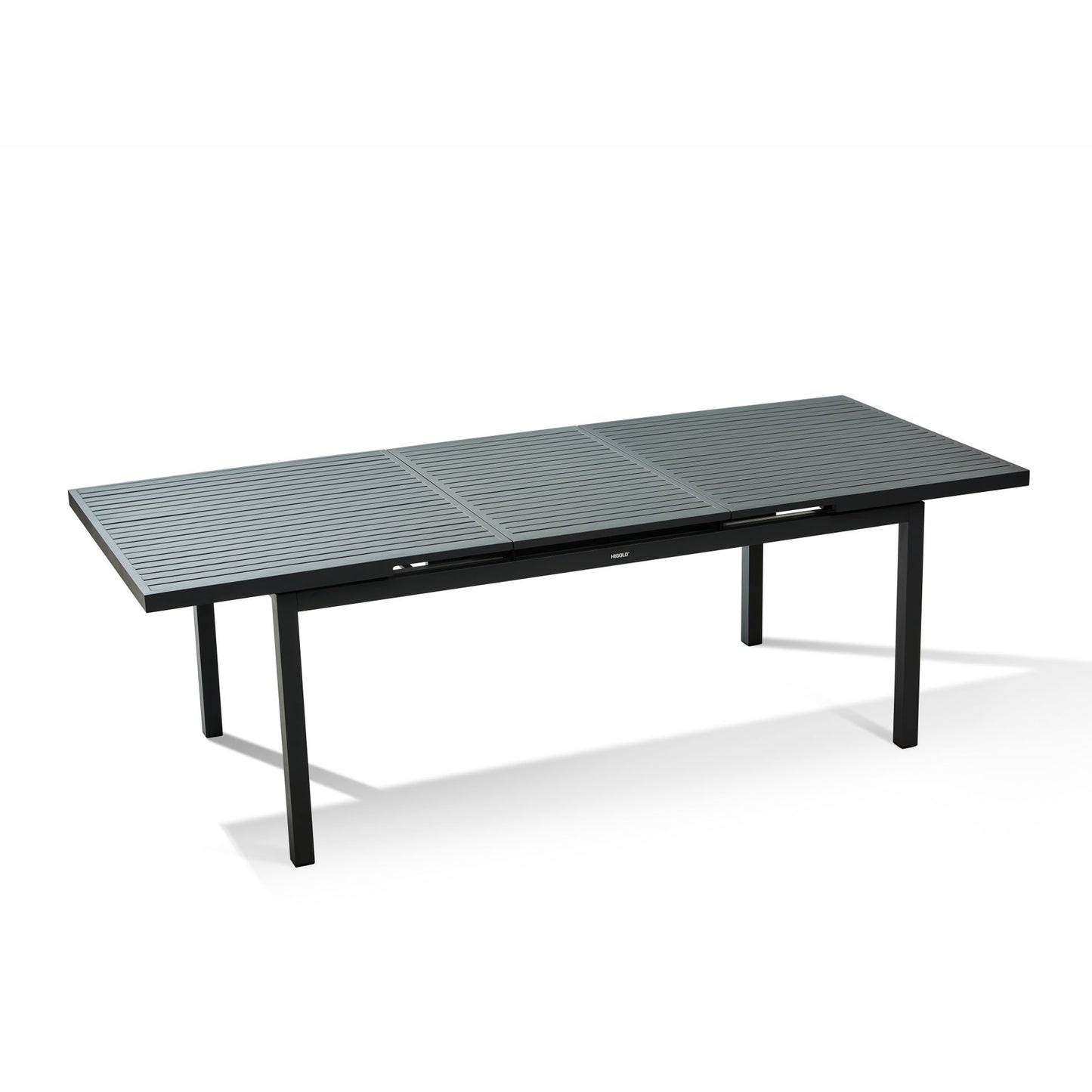 HIGOLD Heck Outdoor Extendable Dining Table for 6-8 All Aluminum Large Rectangular Patio Table with Slatted Tabletop Weather-Resistant for Garden Deck Lawn Porch