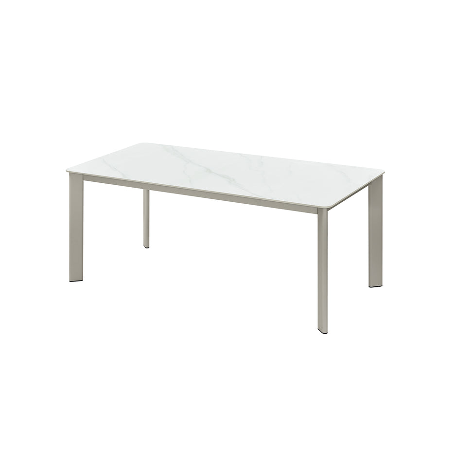 HIGOLD Bala Sintered Stone Dining Table for 6-8 Scratch & Heat Resistant Marble Tabletop Heavy-duty Rectangular Table for Dining Room Restaurant Patio, White