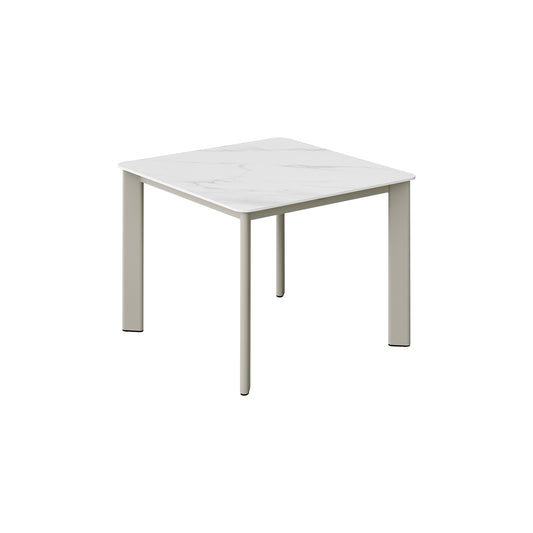 HIGOLD Bala Sintered Stone Dining Table for 4 Scratch & Heat Resistant Marble Tabletop Heavy-duty Rectangular Table for Dining Room Restaurant Patio, White