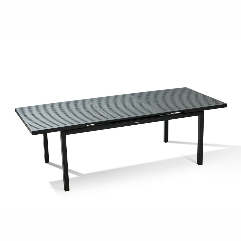 HIGOLD Heck Outdoor Extendable Dining Table for 6-8 All Aluminum Large Rectangular Patio Table with Slatted Tabletop Weather-Resistant for Garden Deck Lawn Porch