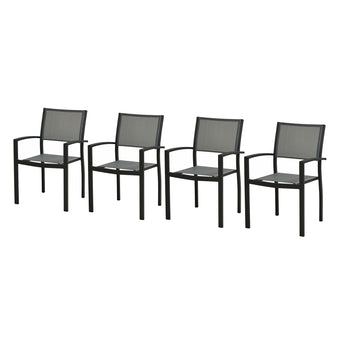 compare product HIGOLD Heck 4 Pieces Patio Dining Chairs Stackable Textilene Furniture Aluminum Frame Outdoor Chairs All Weather Use for Backyard Kitchen Deck , Black