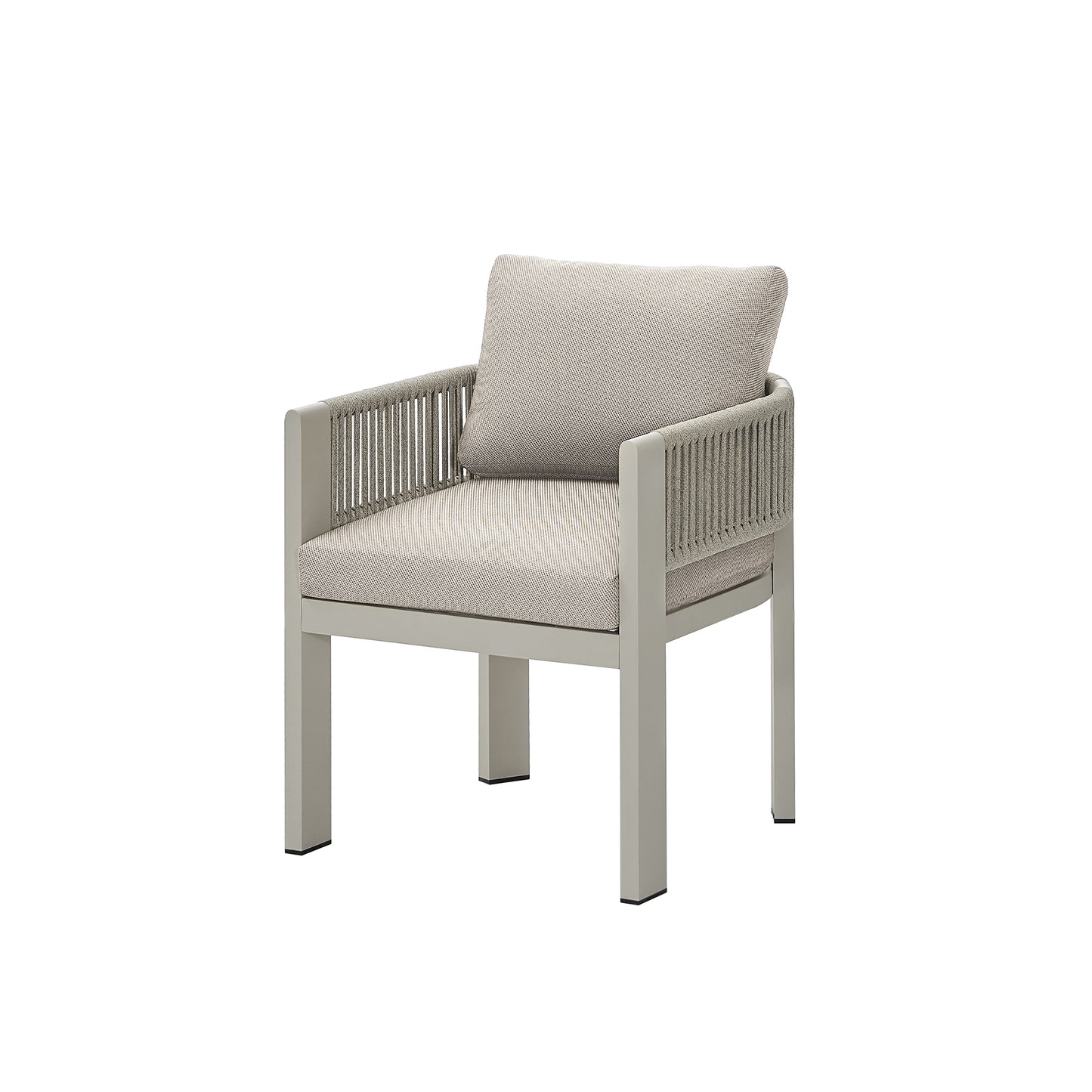HIGOLD Bala 2 Piece Patio Dining Chairs with Cushions All-Weather Rattan Rope Modern Disign Outdoor Metal Frame Furniture for Restaurant Backyard Porch, Beige