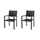 HIGOLD Heck Stackable Patio Dining Chairs Set of 2 Textilene Chairs with Teak Armrest for Garden Deck Aluminum Frame Outdoor Chairs, Black