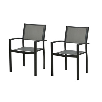 compare product HIGOLD Heck 2 Pieces Patio Dining Chairs Stackable Textilene Furniture Aluminum Frame Outdoor Chairs All Weather Use for Backyard Kitchen Deck , Black