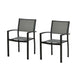 HIGOLD Heck 2 Pieces Patio Dining Chairs Stackable Textilene Furniture Aluminum Frame Outdoor Chairs All Weather Use for Backyard Kitchen Deck , Black