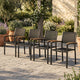 HIGOLD Heck Stackable Patio Dining Chairs Set of 4 Textilene Chairs with Teak Armrest for Garden Deck Aluminum Frame Outdoor Chairs, Black