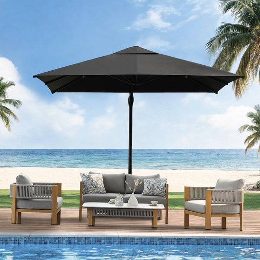 HIGOLD 10' X 10' Patio Cantilever Umbrella Square Outdoor Umbrella Aluminum Offset with 360° Rotation for Garden Poolside Deck, Khaki