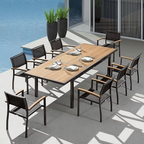 HIGOLD Heck Extendable Teak Outdoor Dining Set for 8-person