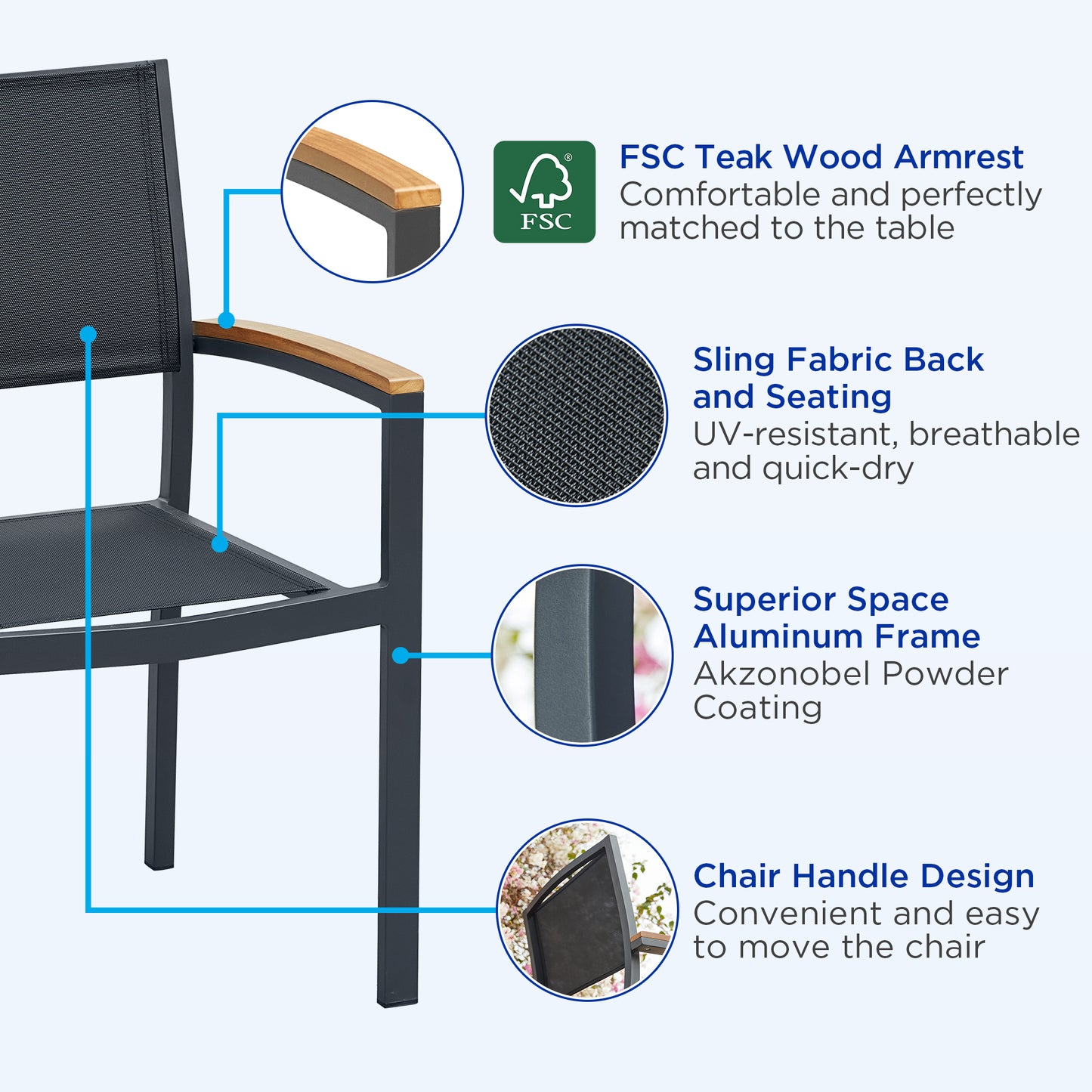 HIGOLD Heck Extendable Teak Outdoor Dining Set for 8-person