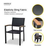 HIGOLD Heck Extendable Teak Outdoor Dining Set for 8-person