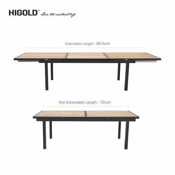 HIGOLD Heck Extendable Teak Outdoor Dining Set for 8-person