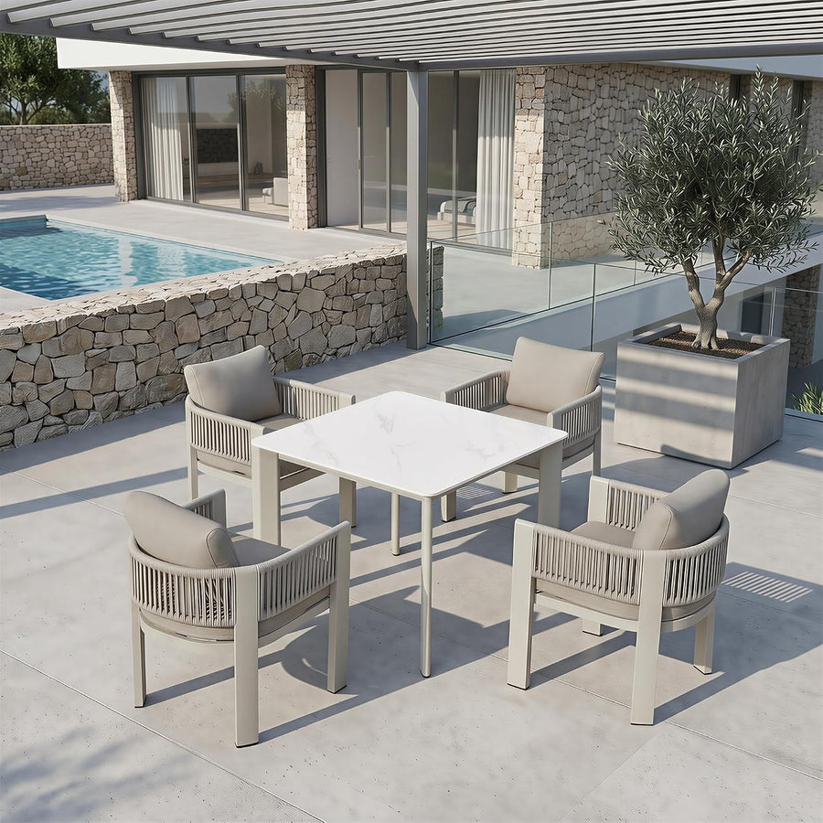HIGOLD Bala Gartenmöbel-Set mit Tisch und vier Stühlen in Beige