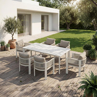 HIGOLD Bala Gartenmöbel-Set mit Tisch und sechs Stühlen in Beige