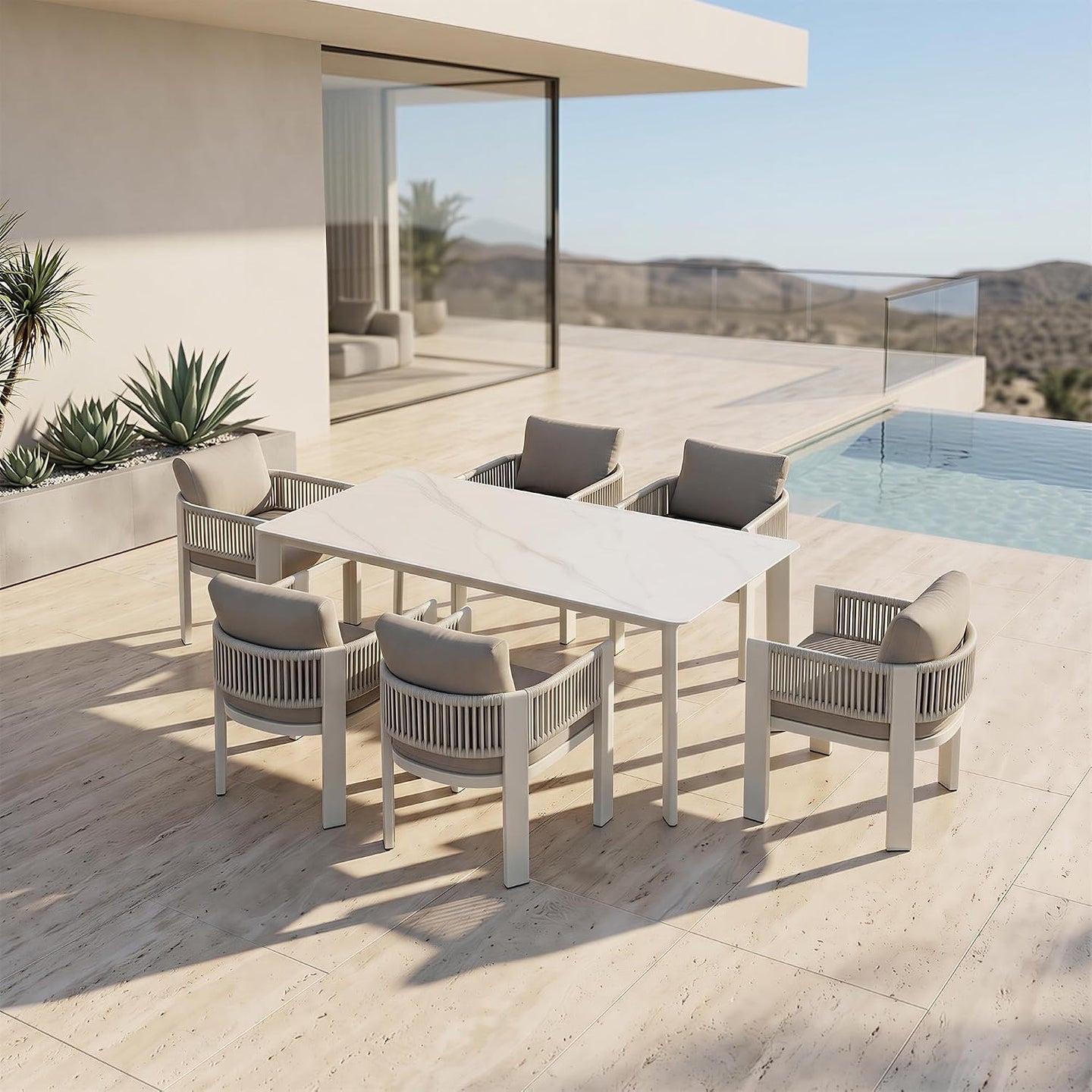 HIGOLD Bala Outdoor-Essgruppe für 6 Personen auf einer Terrasse