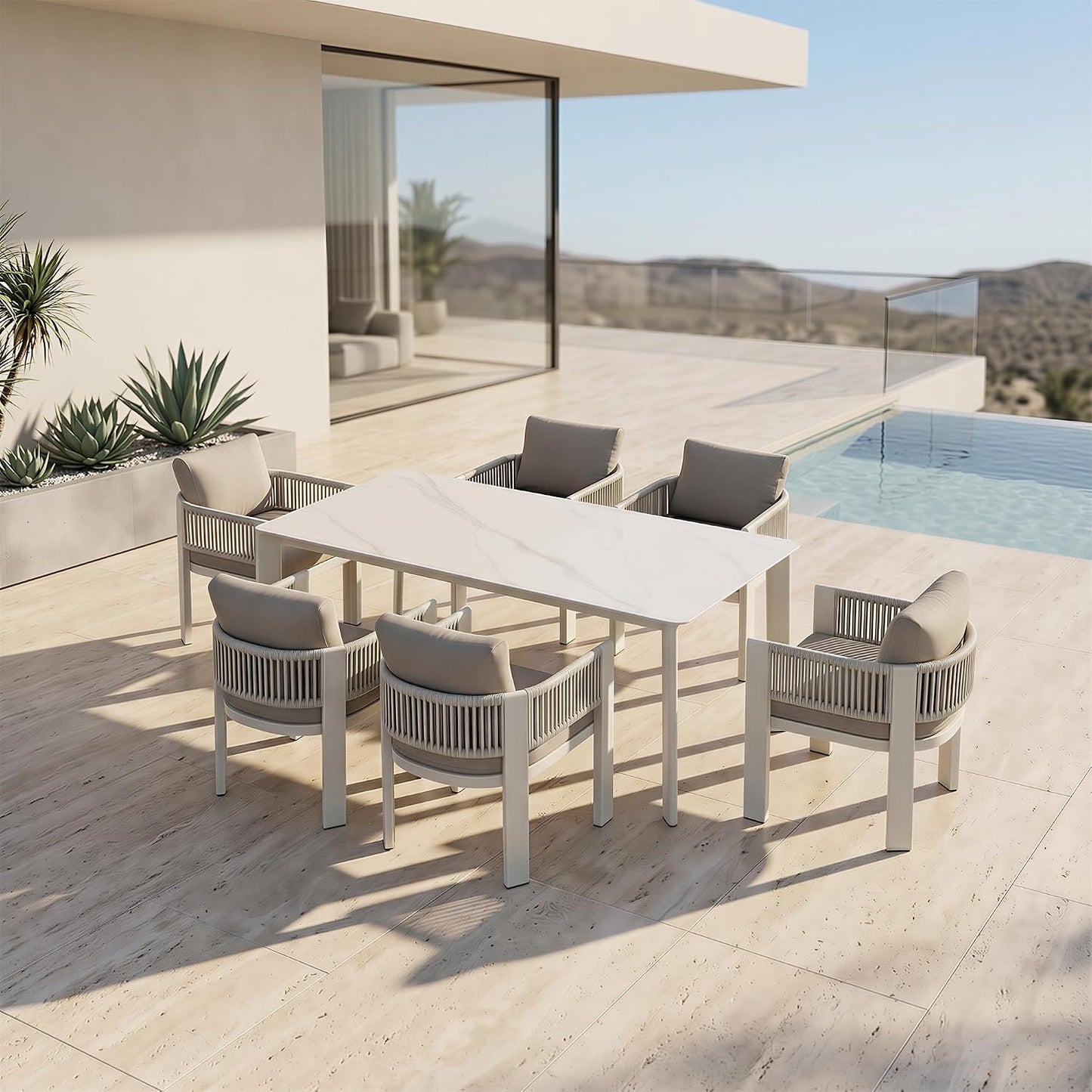 HIGOLD Bala Outdoor-Essgruppe für 6 Personen auf einer Terrasse