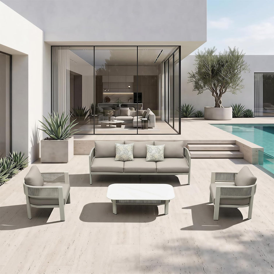 HIGOLD Bala Gartenlounge-Set für 5 Personen in Beige am Pool