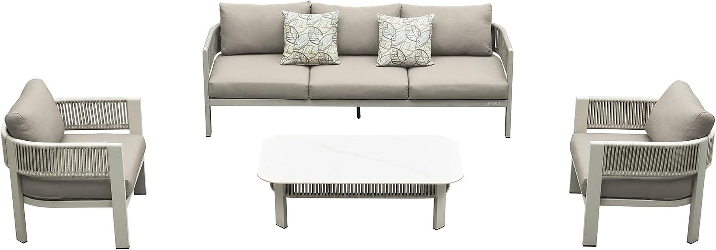 HIGOLD Bala 5-Sitzer Lounge-Set mit Sofa, zwei Sesseln und Couchtisch