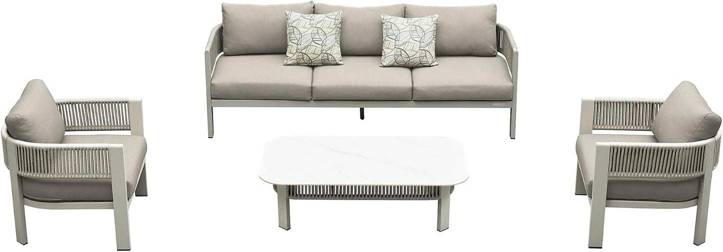 HIGOLD Bala 5-Sitzer Lounge-Set mit Sofa, zwei Sesseln und Couchtisch
