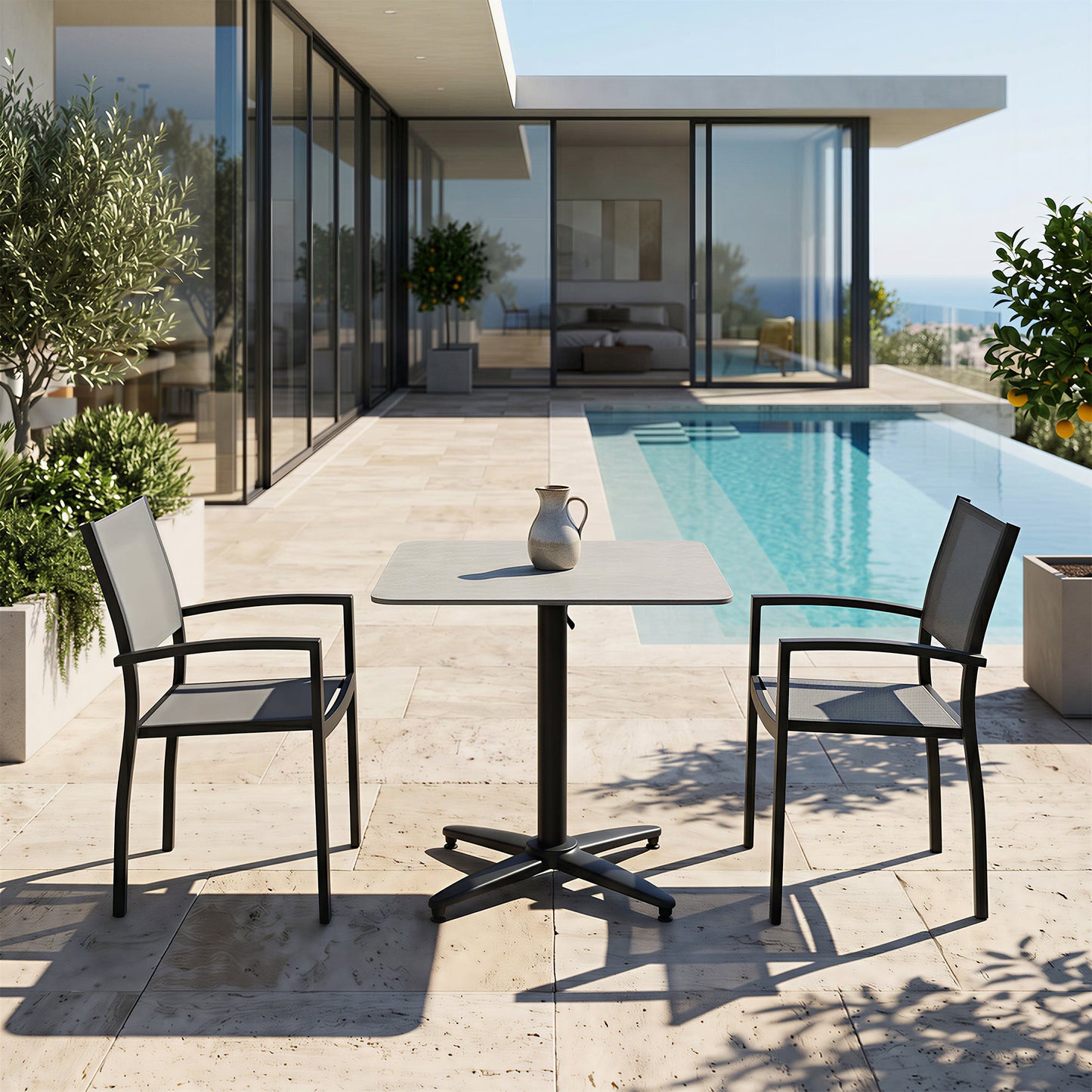 HIGOLD Bloom Balkontisch in moderner Poolterrassen-Szene