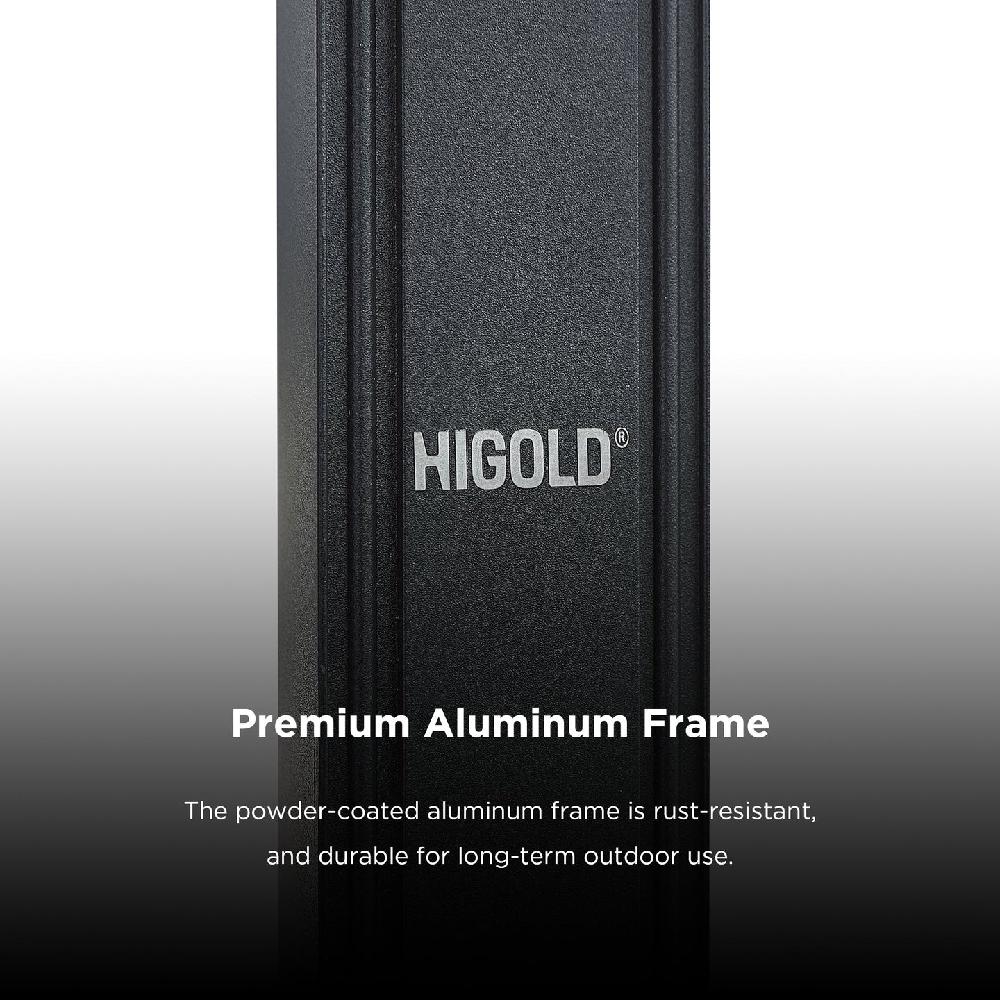 Detail des pulverbeschichteten Aluminiumrahmens am HIGOLD Ampelschirm