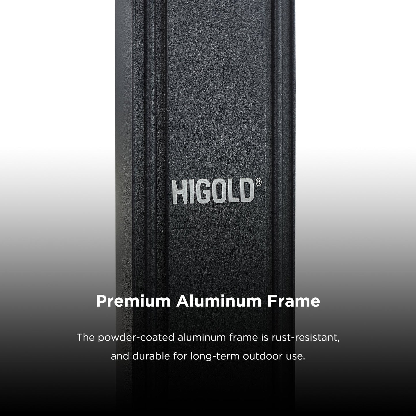 Detail des pulverbeschichteten Aluminiumrahmens am HIGOLD Ampelschirm