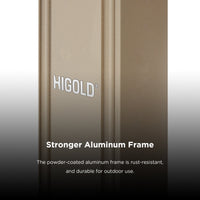 Detail des pulverbeschichteten Aluminiumrahmens am beigen HIGOLD Ampelschirm