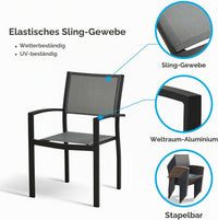 HIGOLD Heck Textilene-Gartenstuhl mit Aluminiumrahmen