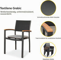 HIGOLD Heck Textilene-Gartenstuhl mit Teakholz-Armlehnen