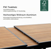 FSC-Teakholz-Tischplatte des HIGOLD Heck Gartenmöbel-Sets