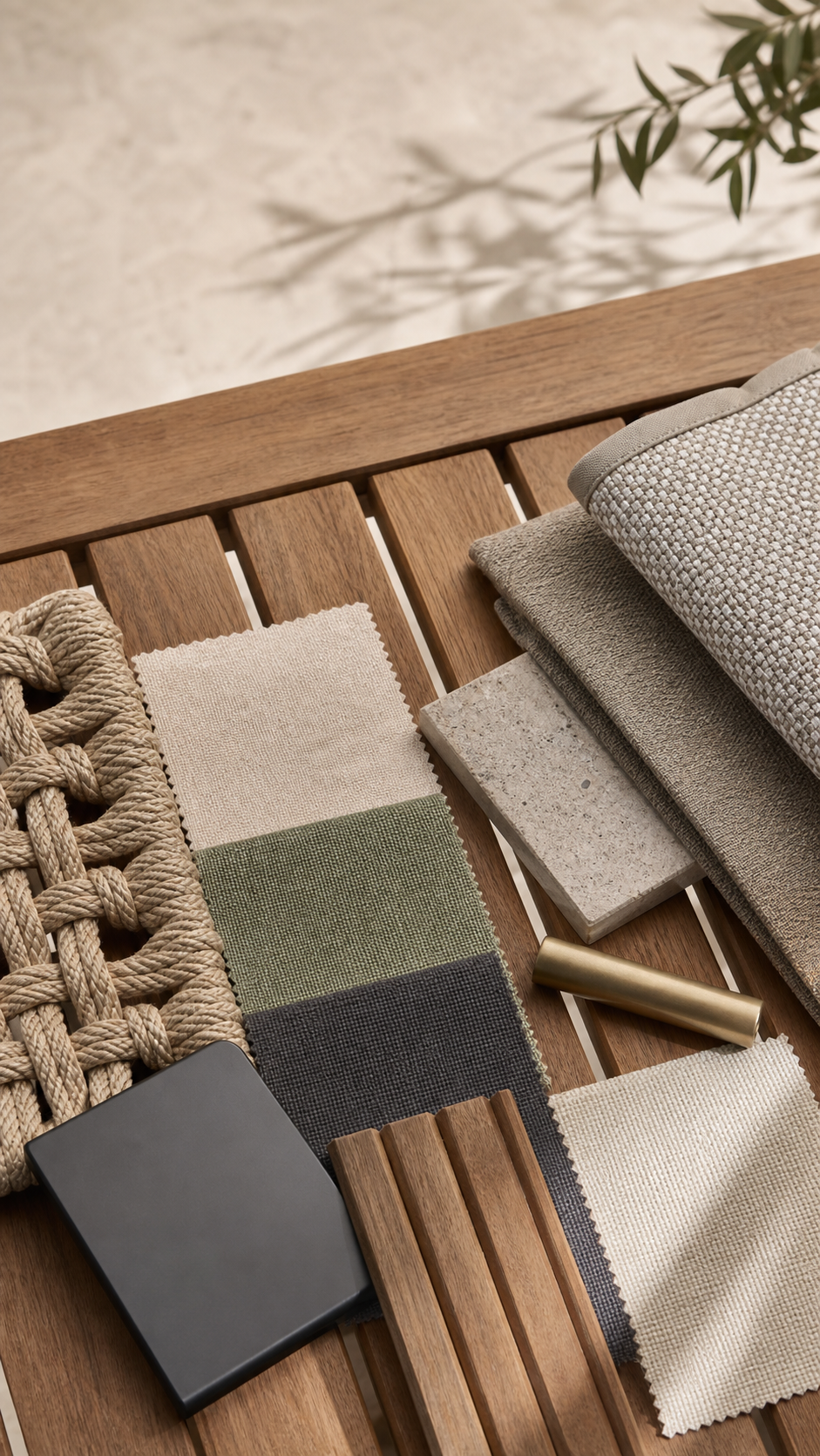 Fabric swatches for outdoor cushions