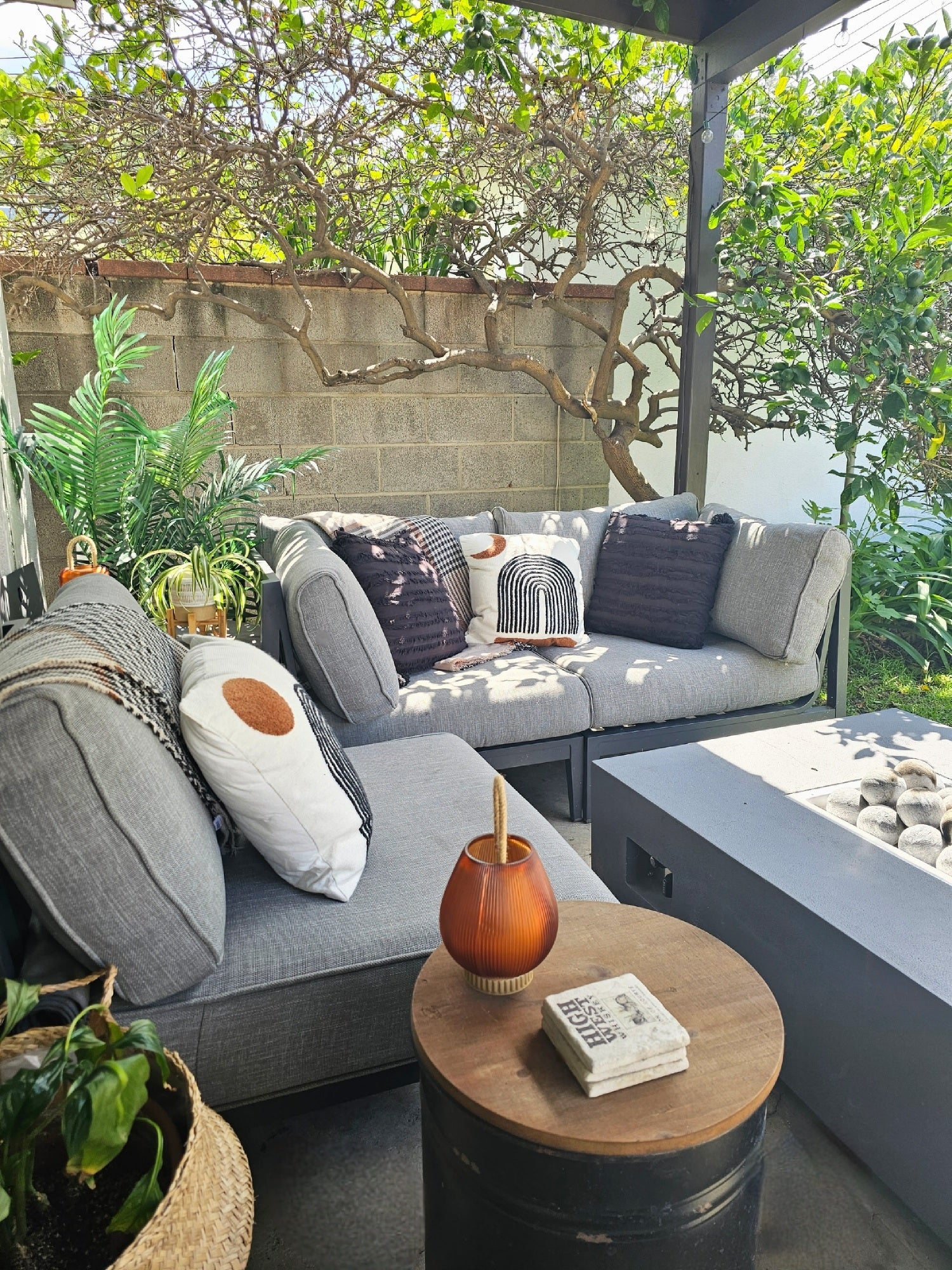 Outdoor loveseat and armless chair showroom in Los Angeles